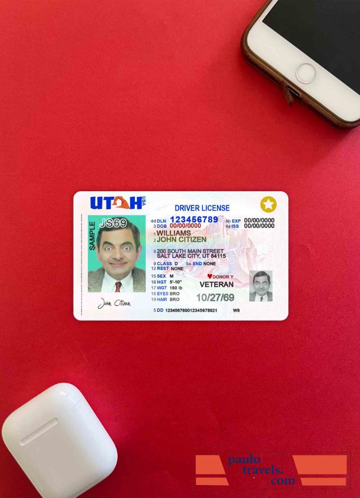 USA Utah driving license 2021   present photolook FRONT PSD template